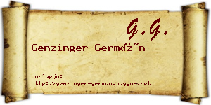 Genzinger Germán névjegykártya